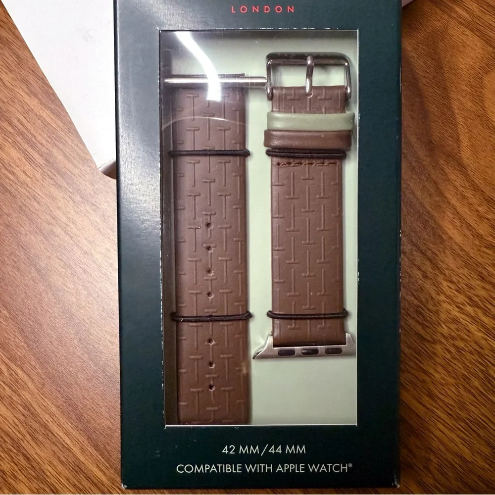 Ted Baker London Brown Leather T Embossed 42mm / 44mm Apple Watch Straps
